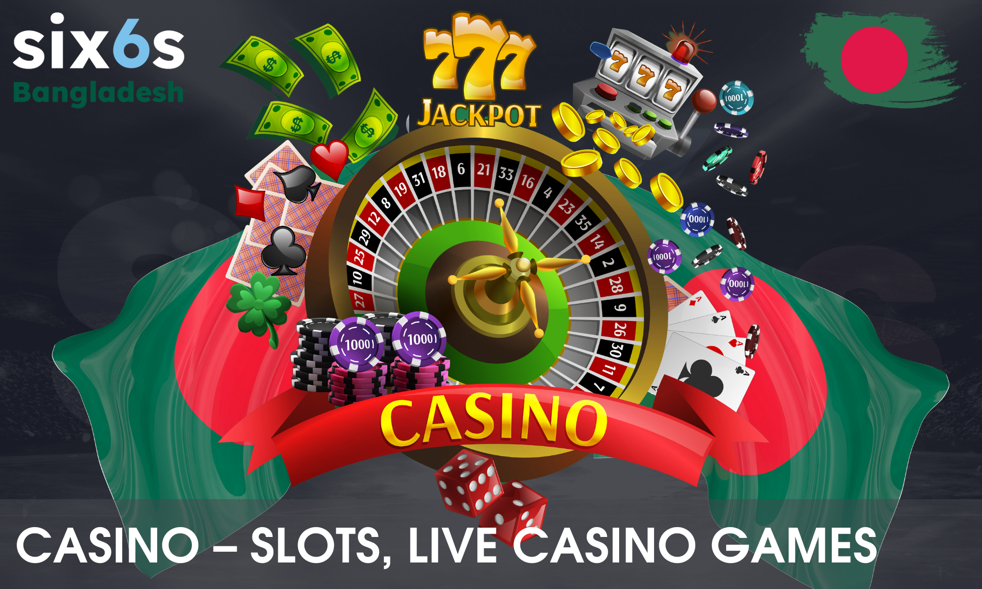 A large collection of online games is available for players from Bangladesh at Six6s Casino