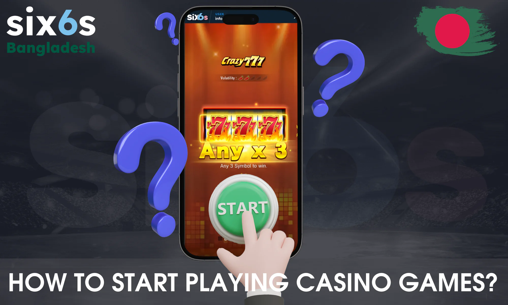 A few simple steps to start playing at Six6s Casino