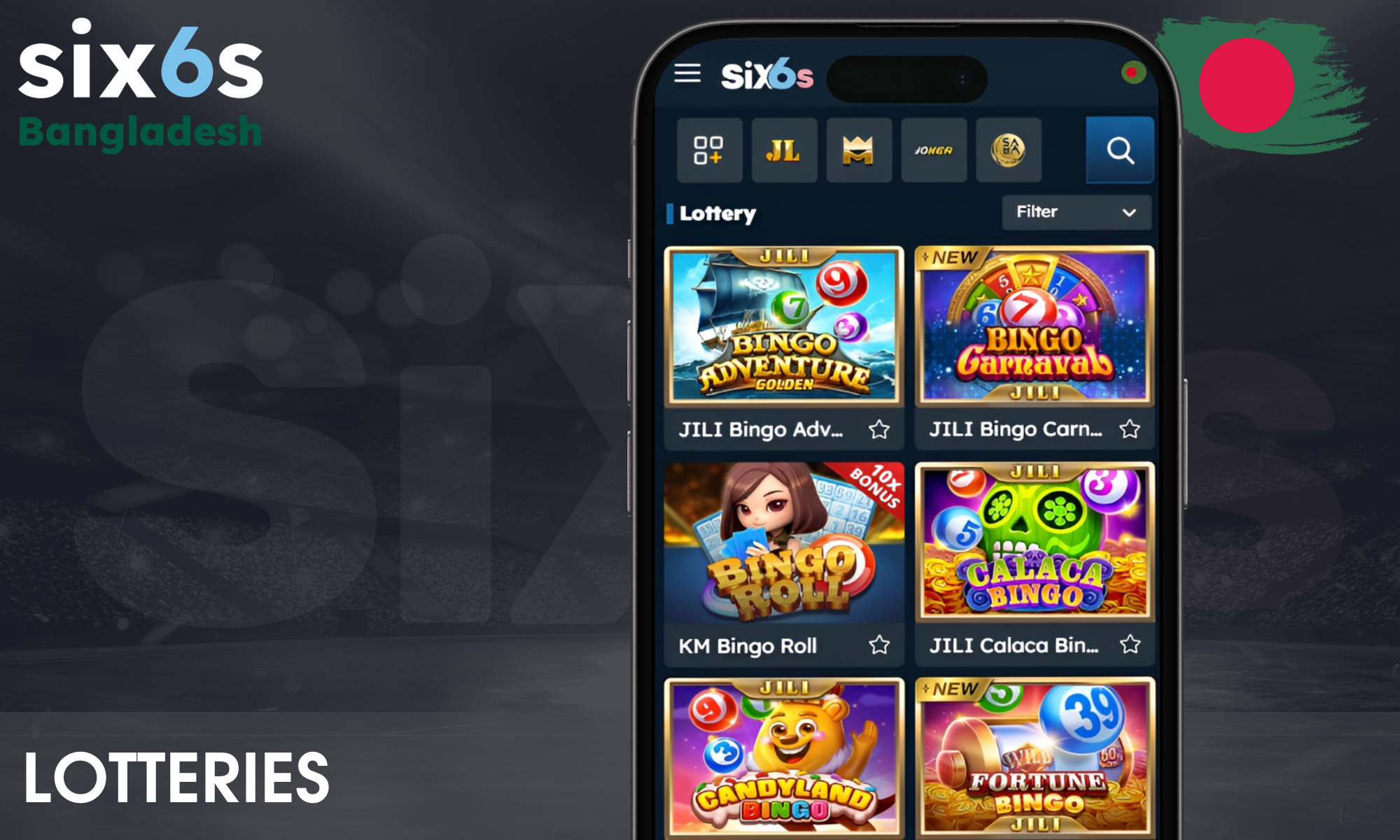 A wide range of lotteries from Six6s