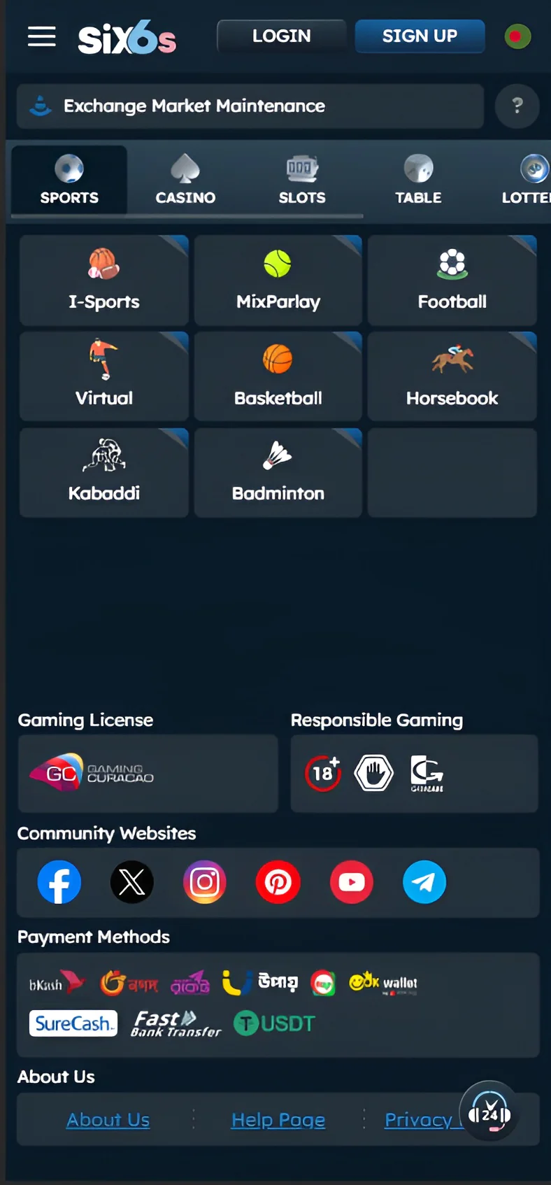 Screenshot of the main menu