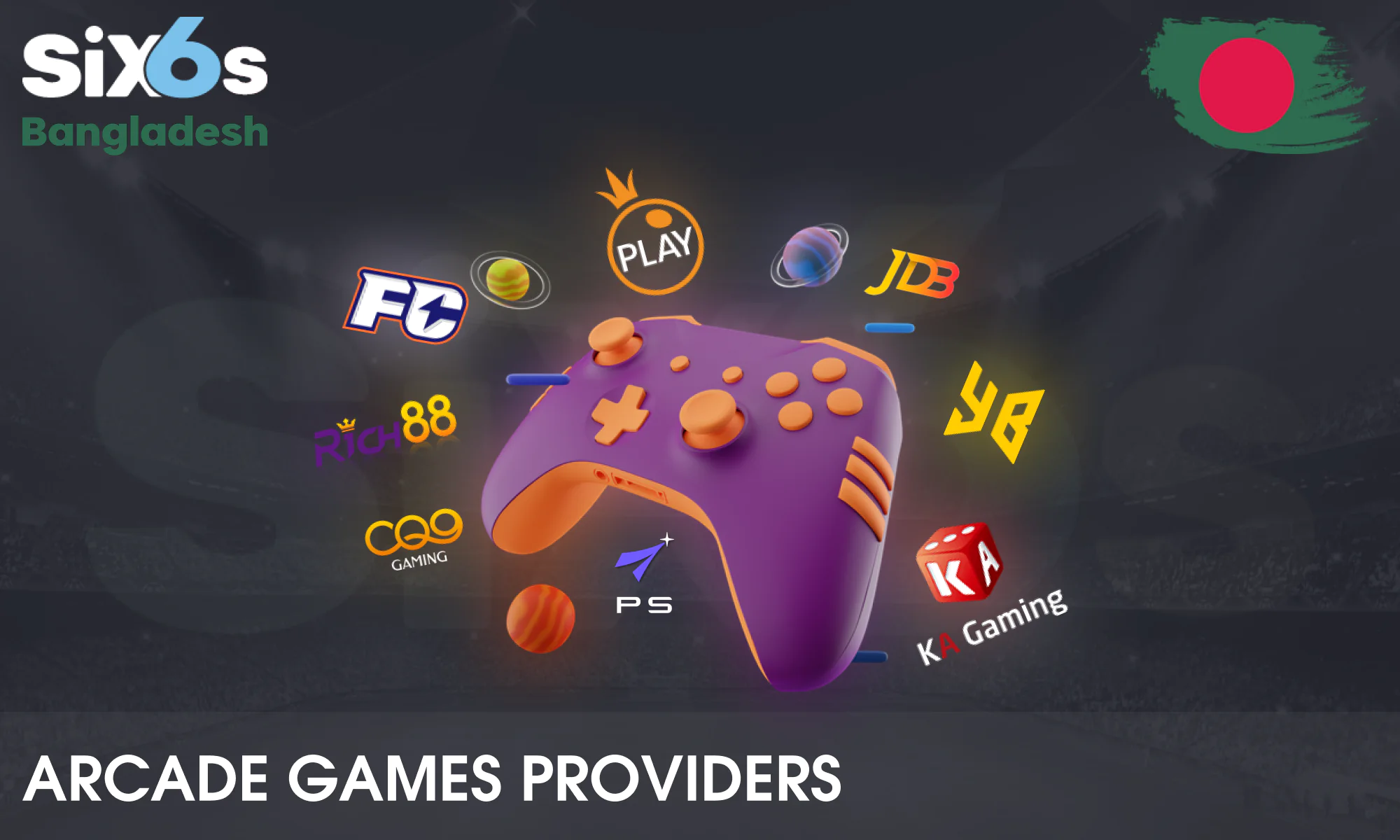 Wide range of arcade games providers offered by Six6s Casino
