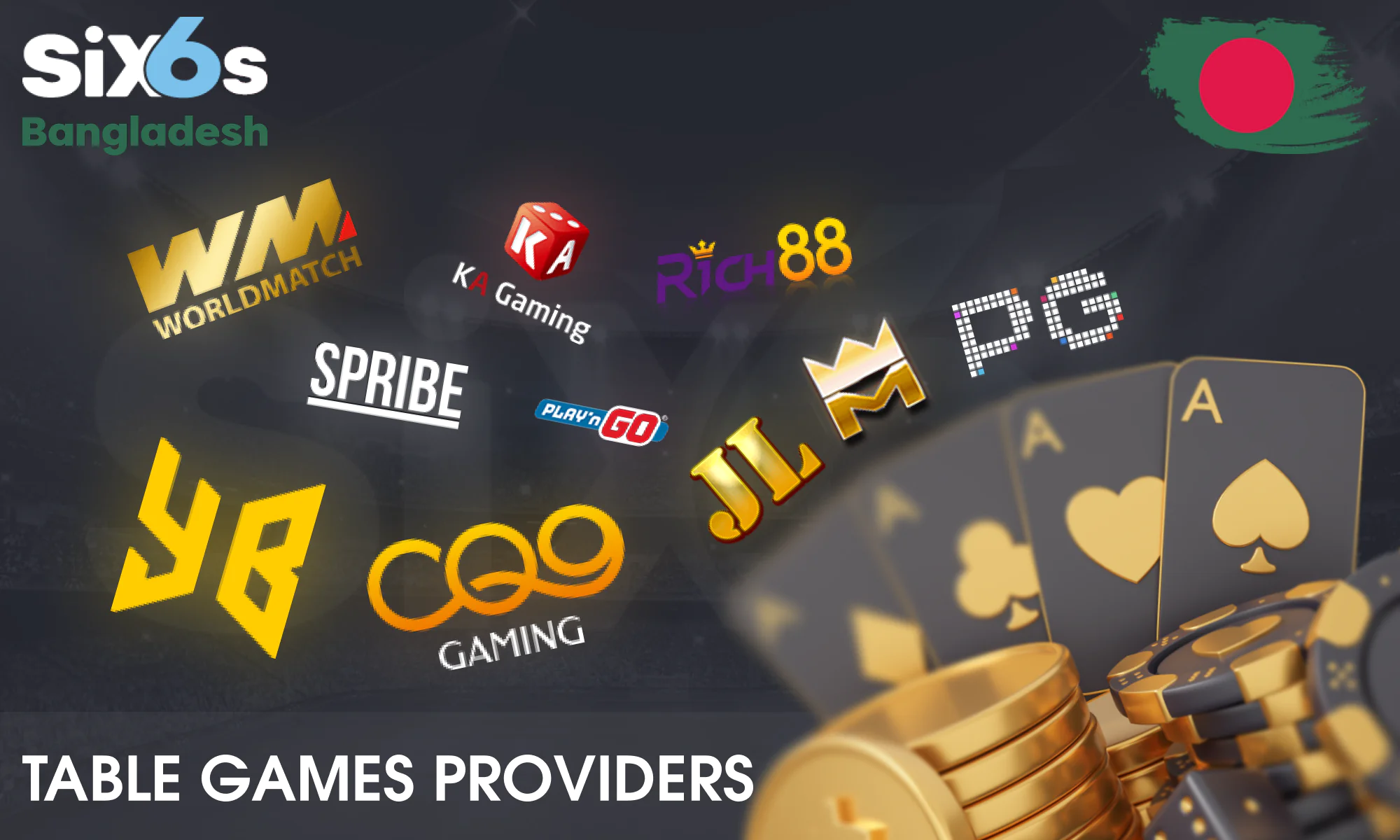 Leading table games providers at Six6s Casino