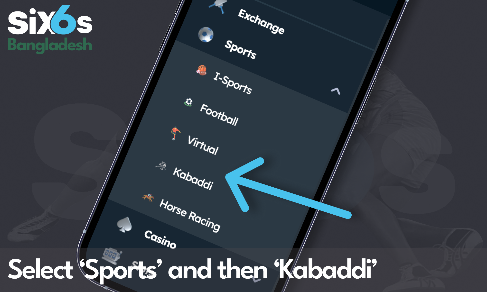 Choose Kabaddi from the menu - Six6s Bangladesh