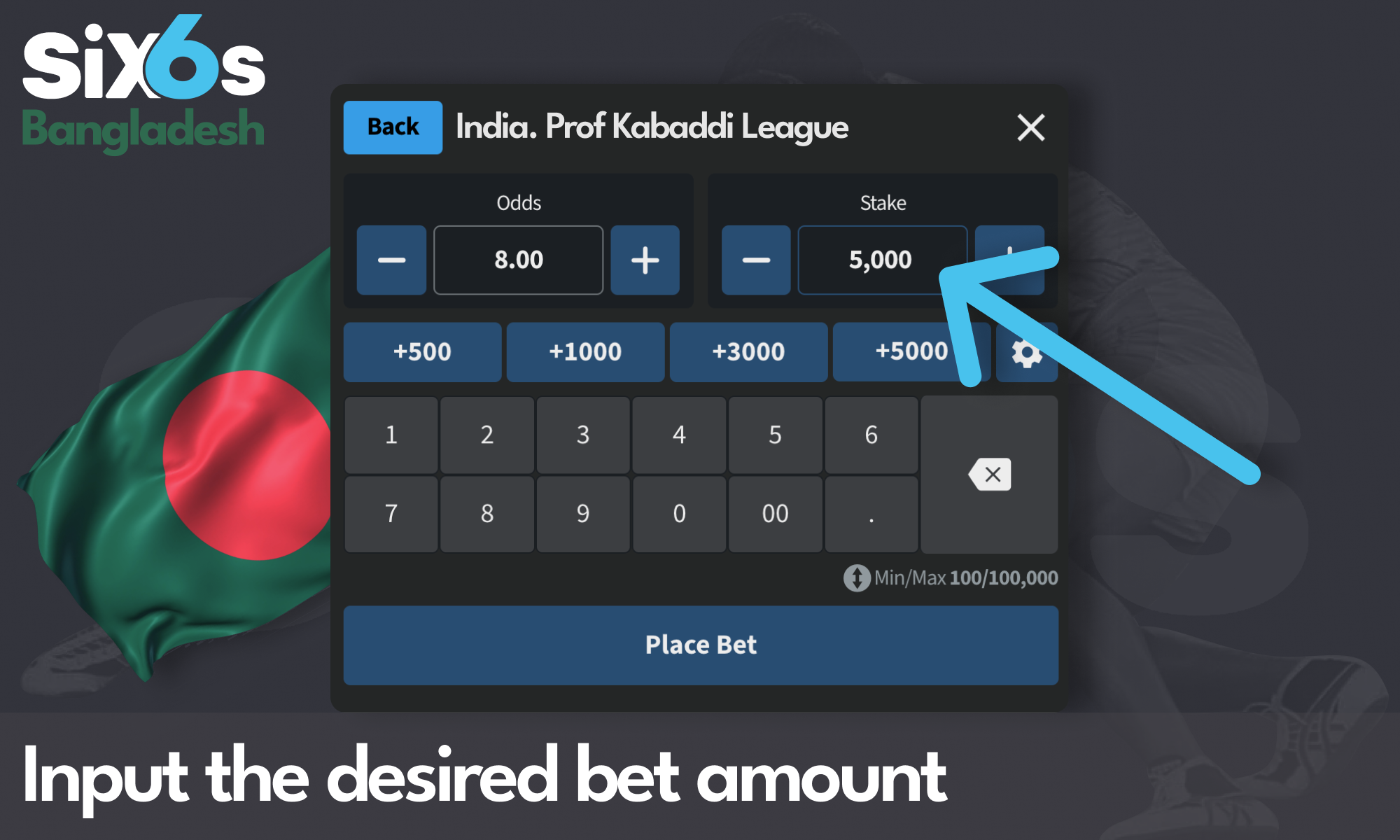 Six6s Bangladesh - Input the bet amount