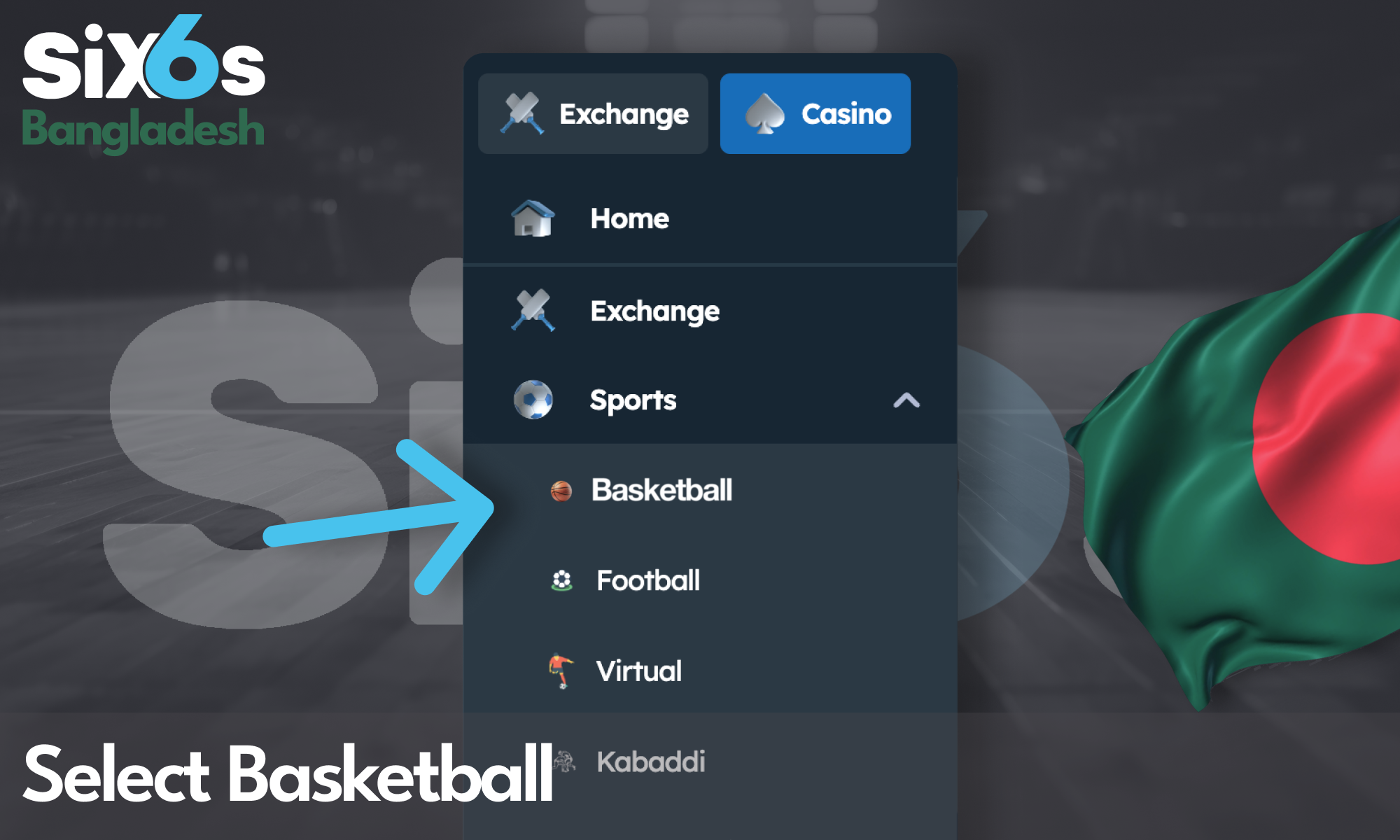 Find basketball section at the Six6s Bangladesh