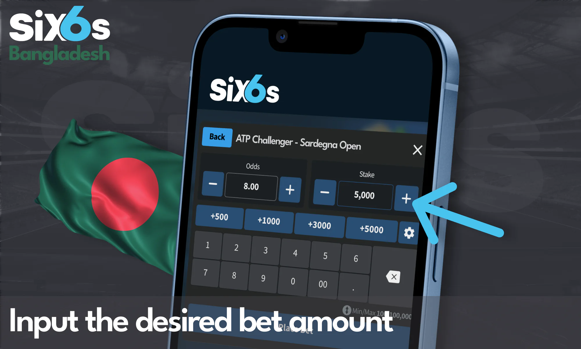 Choose the amount to bet at Six6s Bangladesh