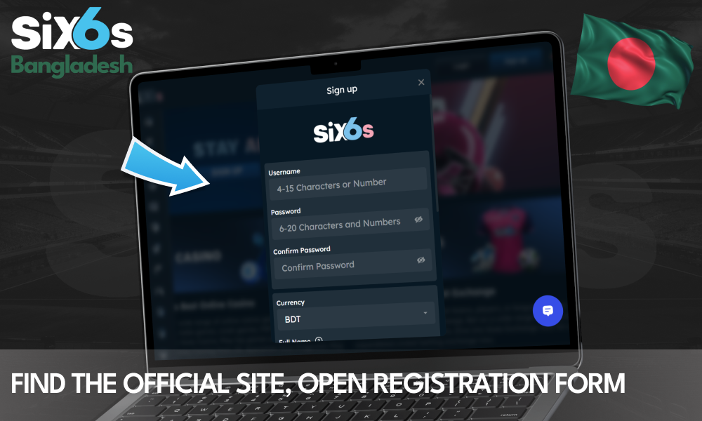 Go to the official Six6s site and start registration